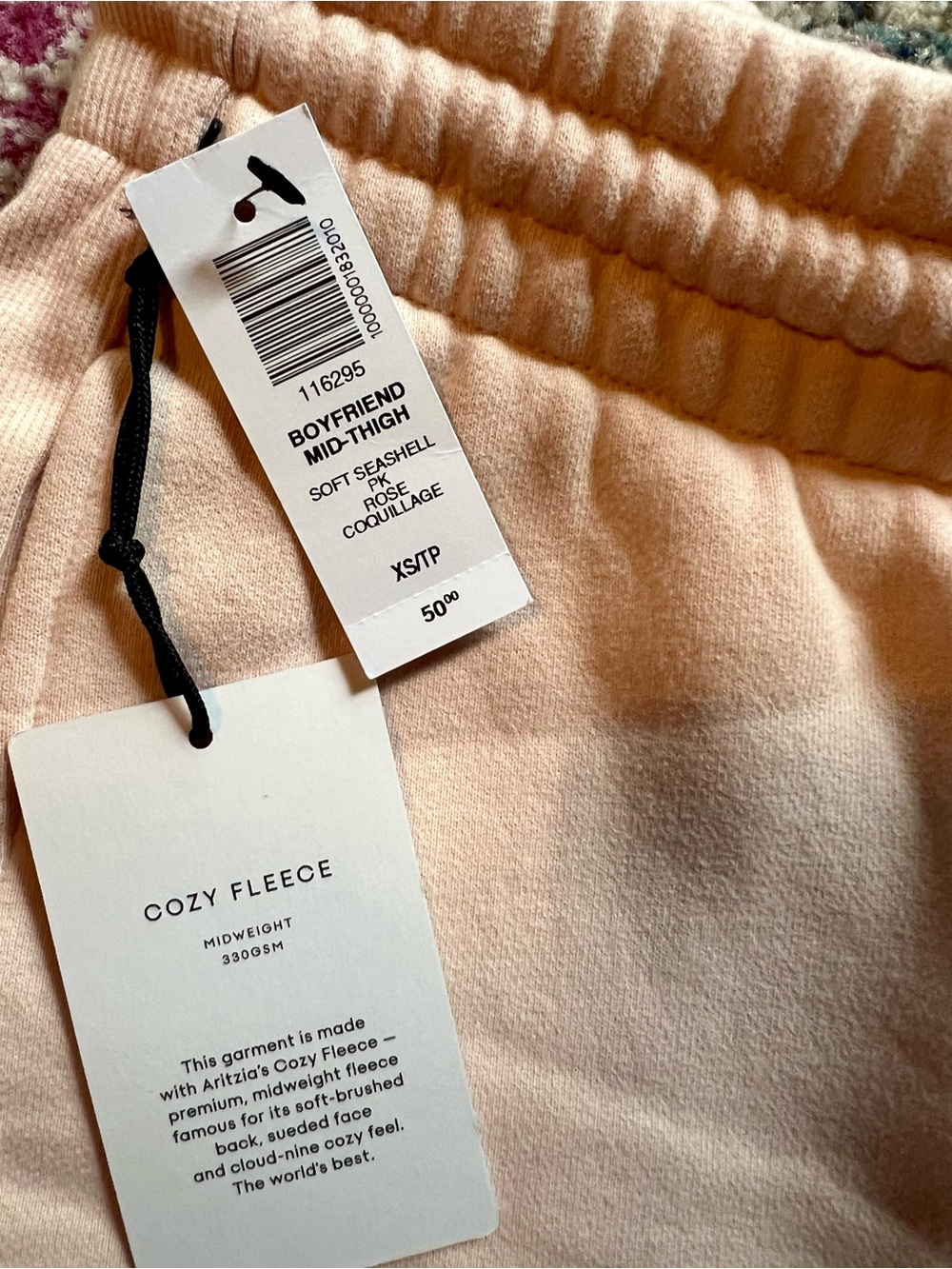 🐚 🌸Aritzia Boyfriend Mid-Thigh Cozy Fleece Shorts in Soft Seashell Pink🌸🐚